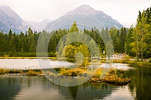 A beautiful mountain lake landscape in Tatry