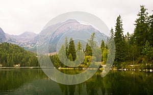 A beautiful mountain lake landscape in Tatry