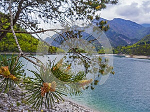 Beautiful mountain lake near Meduno, Italy