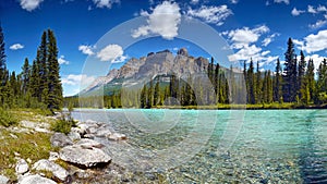 Beautiful Mountain Lake Panorama, Canadian Mountains