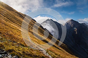 A beautiful mountain landscape above tree line