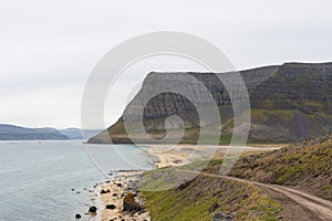 Beautiful mountain landscape of Arnarfjordur in the Icelandic westfjords