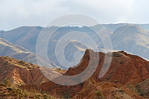 Beautiful mountain landscape in the canyon Fairy Tale, Kyrgyzstan