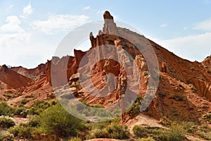 Beautiful mountain landscape in the canyon Fairy Tale, Kyrgyzstan