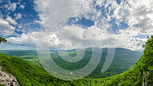 Beautiful mountain landscape of the Caucasus. Guam gorge, Mezmay. Huge panorama