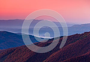 Beautiful mountain landscape at dawn.