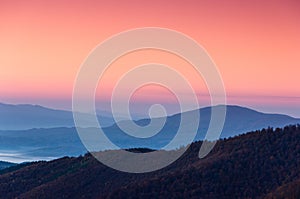 Beautiful mountain landscape at dawn.