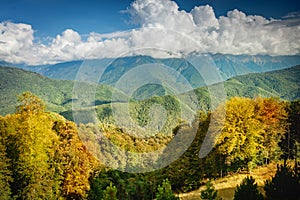 Beautiful mountain landscape. Grassy mountains and hills.