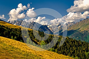 Beautiful mountain landscape in Kazbegi national park, Caucasus, Country of Georgia