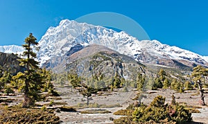 Beautiful mountain landscape in Nepal on Annapurna trek