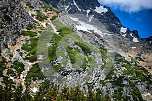 Krásná horská krajina. Popradské Pleso, Tatranský národní park, Slovensko