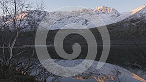 Beautiful mountain landscape. Reflection in a clear lake. Panorama.