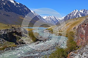Beautiful mountain landscape with river in Altay photo