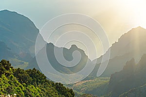 Beautiful mountain landscape on a sunny day in Los Carrizales, Tenerife, Spain photo