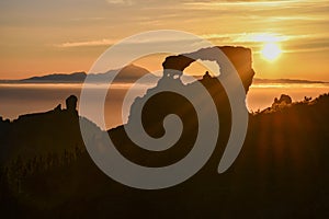 Beautiful mountain landscape, sunset silhouette, Gran Canaria