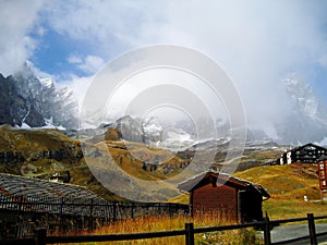 Beautiful mountain landscape with typical houses