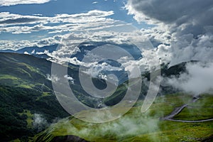 Beautiful mountain landscape in Upper Khevsureti, Georgia