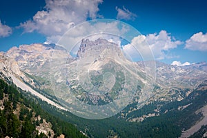 Beautiful mountain landscape of the valley in front of Mount Thabor, Alps,  France