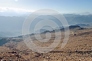 Beautiful mountain landscape, view from Mount Moses in Egypt on the Sinai Peninsula