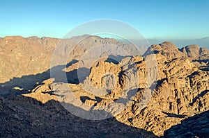 Beautiful mountain landscape, view from Mount Moses in Egypt on the Sinai Peninsula