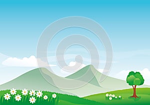 Beautiful mountain landscape view vector illustration