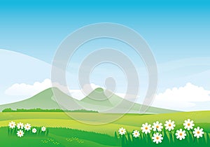 Beautiful mountain landscape view vector illustration