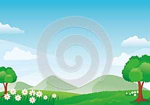 Beautiful mountain landscape view vector illustration