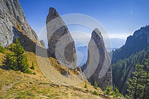 Beautiful mountain large rocks, stacked stone