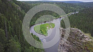 Beautiful mountain lookout high on the Mountains. Clip. Huge valley with thick eucalyptus forest. Top view of a large