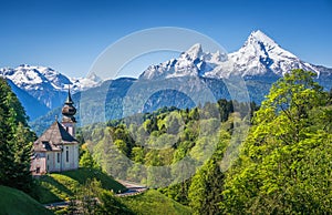 Beautiful mountain panorama in the Bavarian Alps, Berchtesgadener Land, Germany