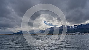 A beautiful mountain range of the Andes against a cloudy sky