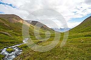 Beautiful mountain range and landscape near Dalvik in Iceland