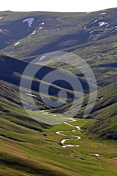 Beautiful mountain river meanders photography