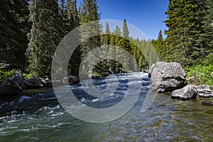 Beautiful Mountain river scenic photo taken near Island Park, Idaho.