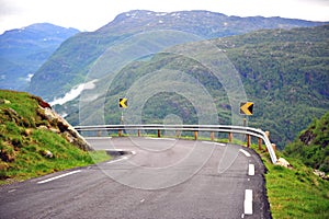 Beautiful mountain road on fjords, Norway