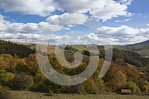 Beautiful mountain rural landscape in autumn