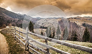 Beautiful mountain scene before a powerful storm