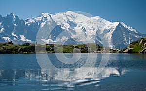 Mont Blanc reflecting in a lake