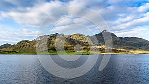 Beautiful mountain and sea landscape, Lofoten, Northern Norway