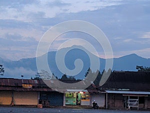 beautiful mountain and sky view in the evening after rain