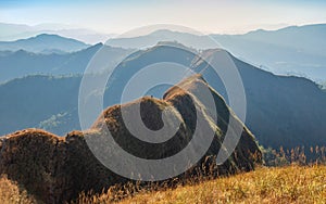 Beautiful mountain in sunset at Thong Pha Phum National Park Kanchanaburi of Thailand name Khao Chang Phuak