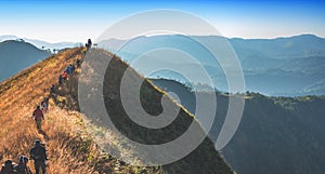 Beautiful mountain in sunset at Thong Pha Phum National Park Kanchanaburi of Thailand name Khao Chang Phuak