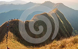 Beautiful mountain in sunset at Thong Pha Phum National Park Kanchanaburi of Thailand name Khao Chang Phuak