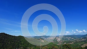 Beautiful mountain view and blue sky on doi sky at nan province.