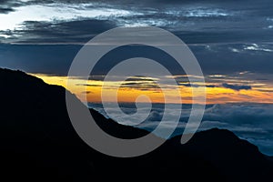 A beautiful mountain view with clouds