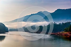 Beautiful Mountain View of Mattupetty Dam, Munnar, Kerala, India.One of the most scenic attractions in Munnar is the Mattupetty