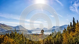 Beautiful Mountain Vista of Autumn on Skilak Lake in Alaska