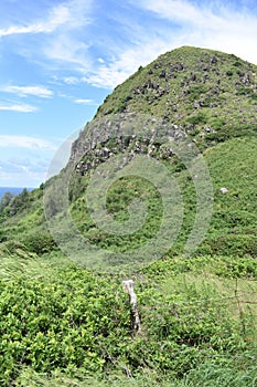 Beautiful mountainous landscape under a cloudy sky on the island of Maui, Hawaii