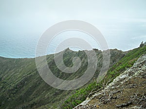 Beautiful mountainous scenery under the clear sky in Hawaii