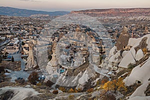 Beautiful mountains and beautiful valley in Goreme, Cappadocia in Turkey.